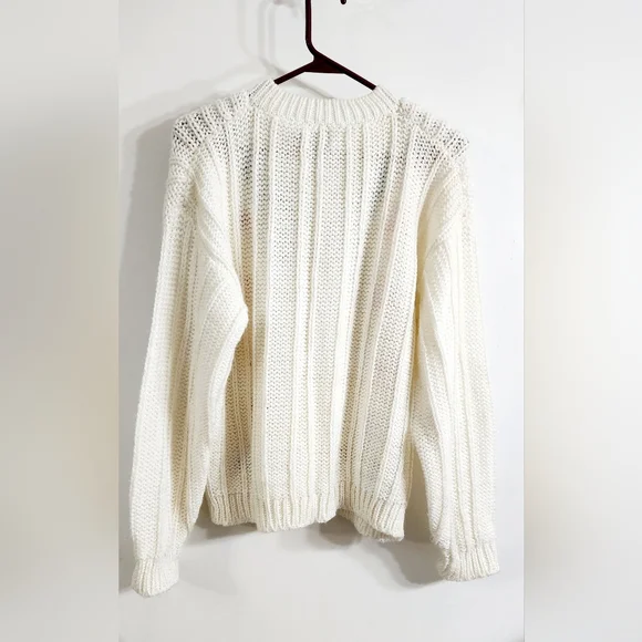 Vintage Leslie Faye Ivory Chunky Floral Cardigan - Picture 4 of 6